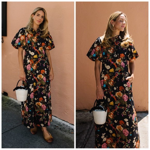 Tuckernuck Dresses & Skirts - Tuckernuck Baroque Floral Delaney Maxi Dress Puff Sleeve NWT Size S